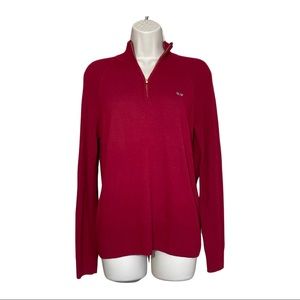 Vineyard Vines Women’s Sweater Merino Wool Red 1/4-Zip Long Sleeves Size S
